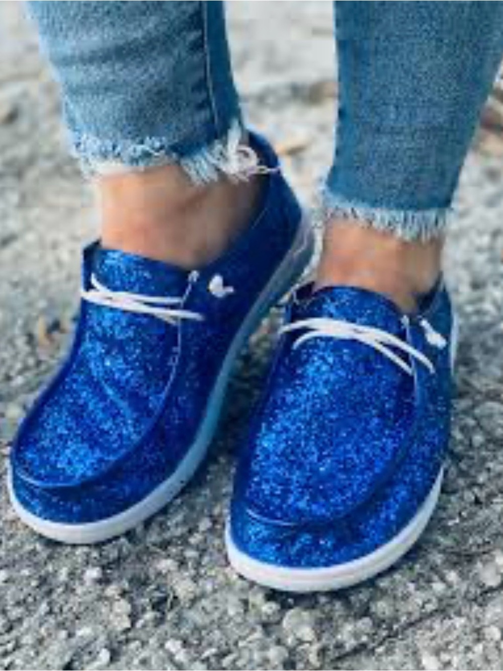 Corkys Electric Blue Glitter Moccasin Boat Shoes | Size 9
